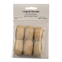 22mm Cream Oval Wood Beads, 6ct. by Loops & Threads®