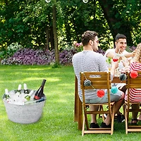 Mind Reader 9.5'' Small Round Galvanized Steel Beverage Tub with Handles