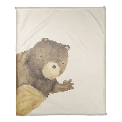 50" x 60" Hello Bear Waving Coral Fleece Blanket