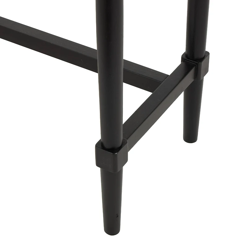 35.5" Black Wood Handmade 2-Drawer Console Table with Gold Handles