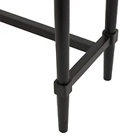 35.5" Black Wood Handmade 2-Drawer Console Table with Gold Handles