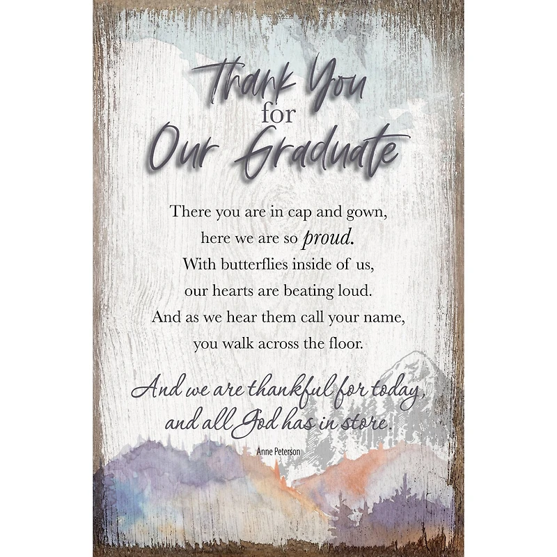 Thank You For Our Graduate Inspirational Wood Plaque