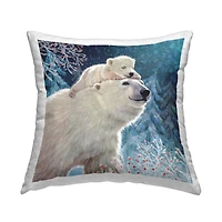 Stupell Industries Smiling Polar Bears Winter Trees Throw Pillow