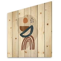Designart - Elementary Shapes In Terracotta Tones I - Modern Print on Natural Pine Wood