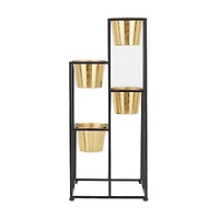 Black Metal Glam Planter, 13" x 13" x 13"