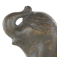 10.5" Dark Gray & Brown Handmade Distressed Paper Mache Elephant Sculpture