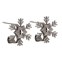 Original MantleClip® Pewter Snowflake Icons Stocking Holders, 2ct.