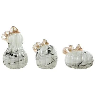 Glitzhome® Gray Marble Glass Pumpkin & Gourd Set