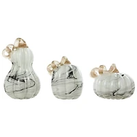 Glitzhome® Gray Marble Glass Pumpkin & Gourd Set