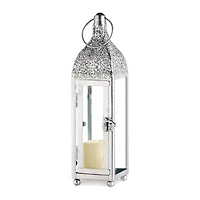 11.5" Silver Ornate Candle Lantern