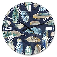 Designart 'Indigold Metallic Feathers Pattern Traditional Wall Clock