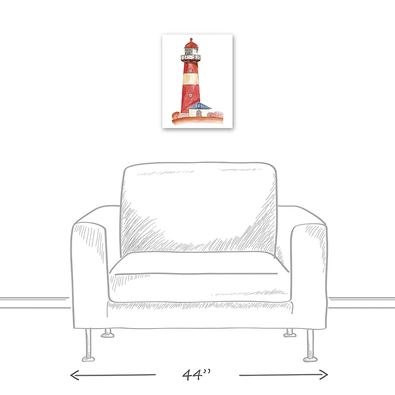 Red Lighthouse 12" x 16" Canvas Wall Art