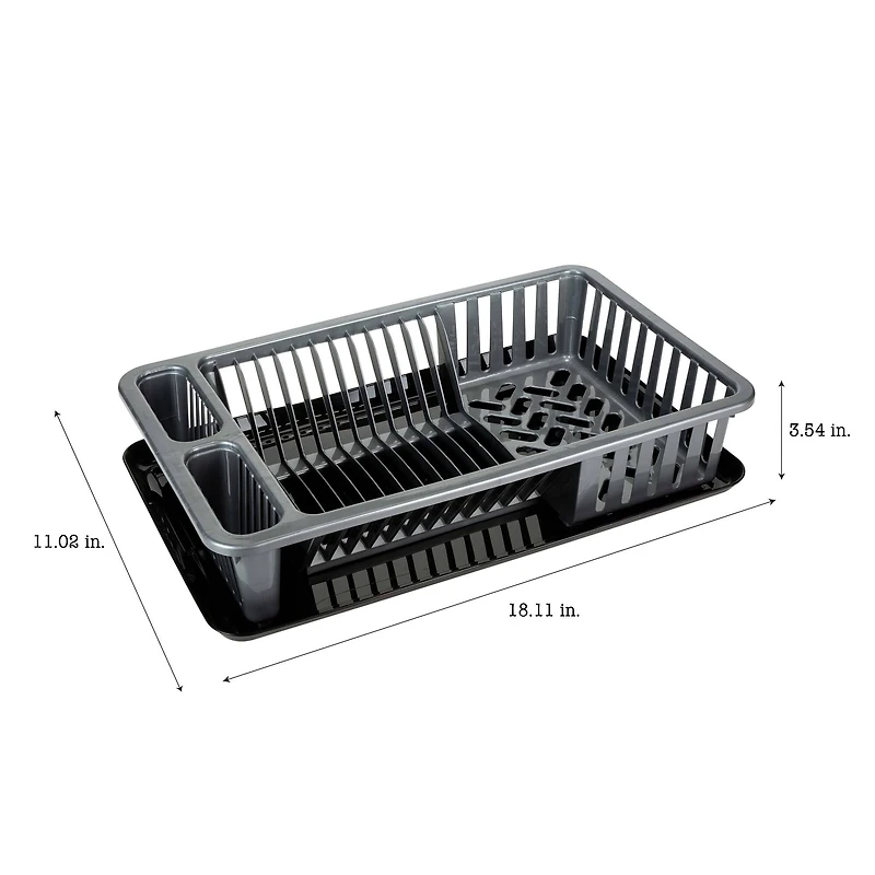 Kitchen Details Silver Large Dish Rack with Tray