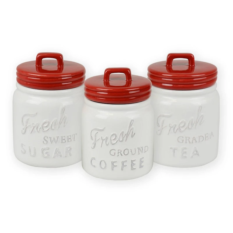 DII® 5.6" Red Ceramic Jar Canister Set, 3ct.