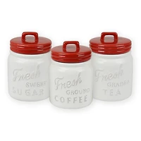 DII® 5.6" Red Ceramic Jar Canister Set, 3ct.