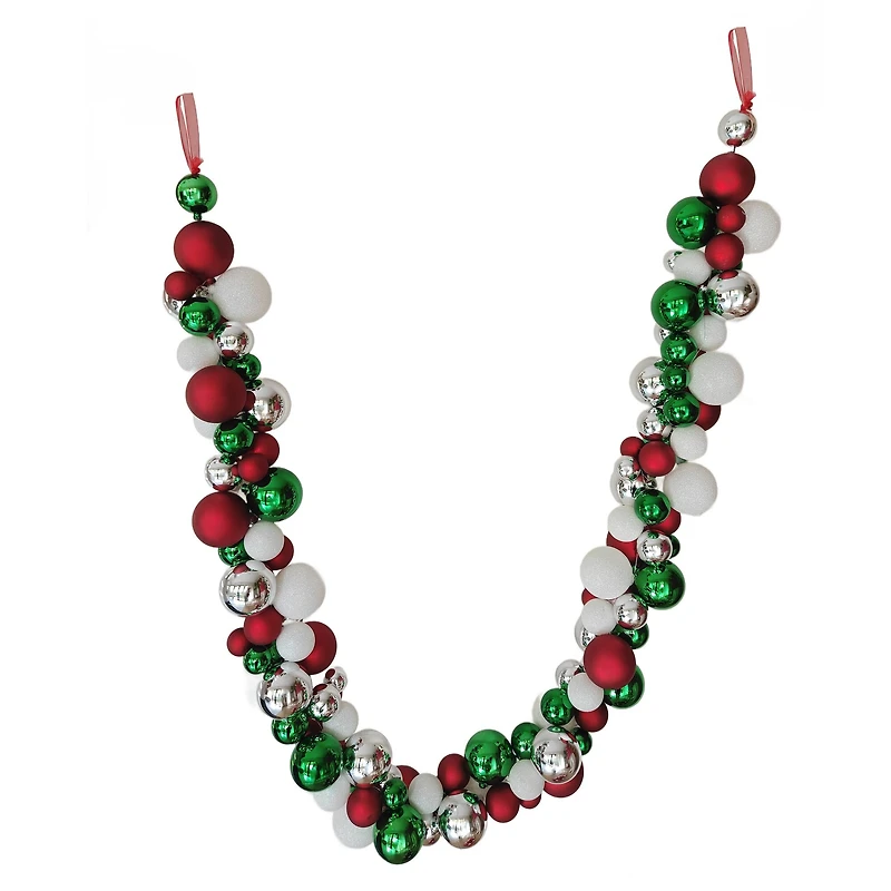 6ft. Green, White & Red Ball Ornament Garland by Ashland®