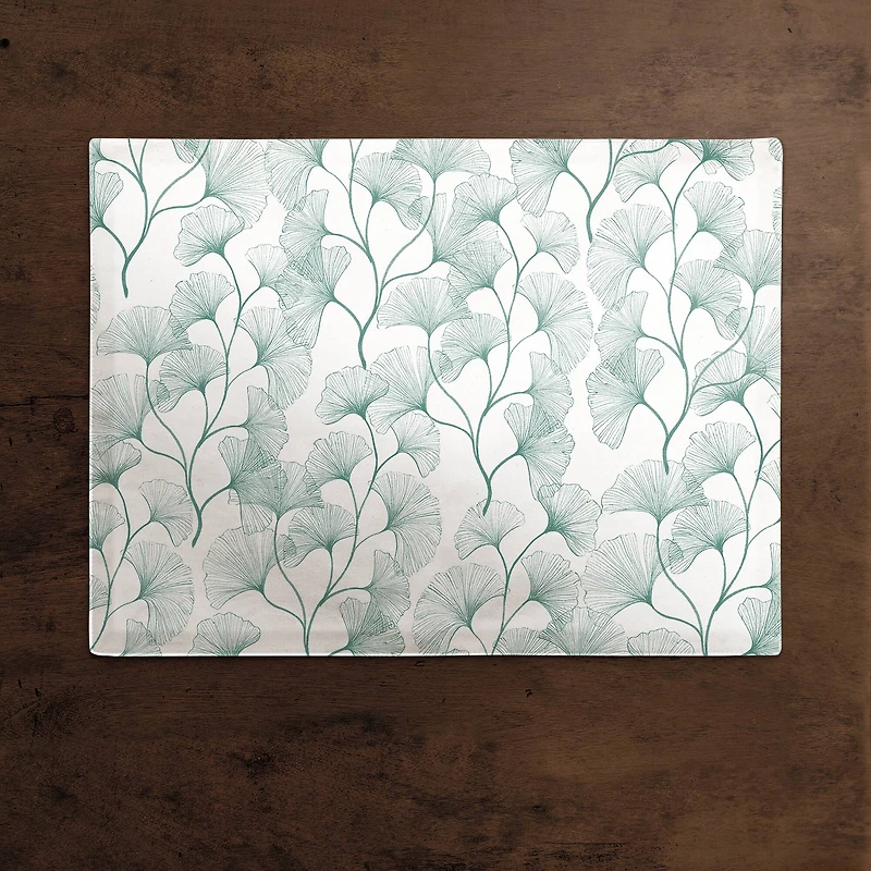 18" Teal Gingko Poly Twill Placemat