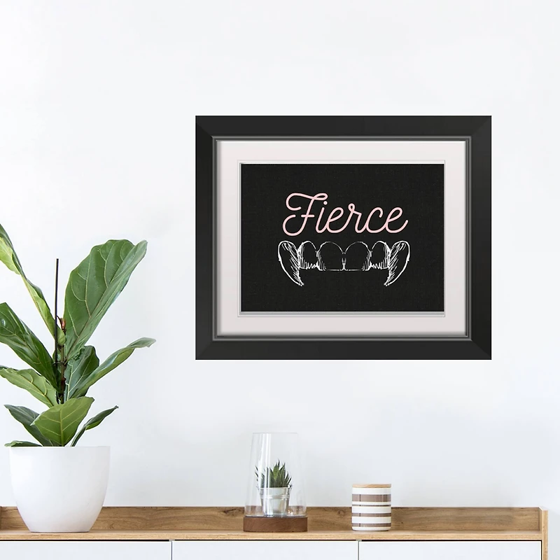 Fierce Fangs Black Framed Print Wall Art