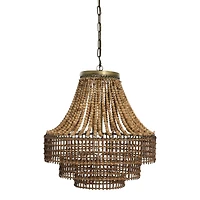 Hello Honey® 23.5" Metal, Rattan and Wood Bead Chandelier