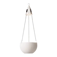 Glitzhome® 30" Solar Lighted White Plastic Hanging Planter