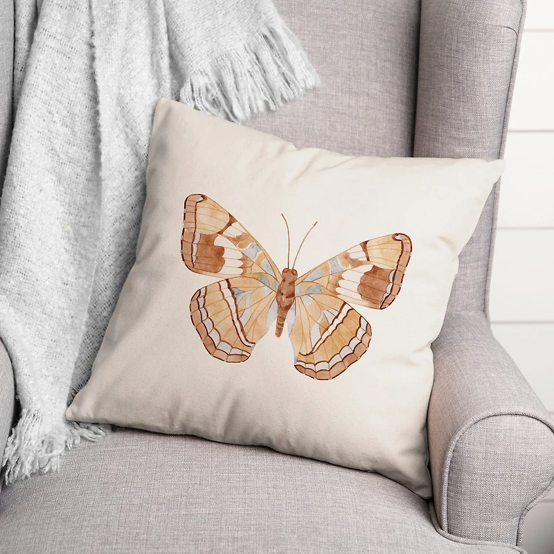 Boho Cream Butterfly Throw Pillow