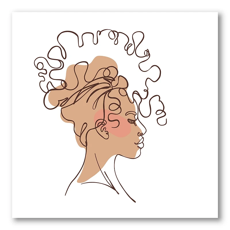 Designart - One Line Portrait of African American Woman I