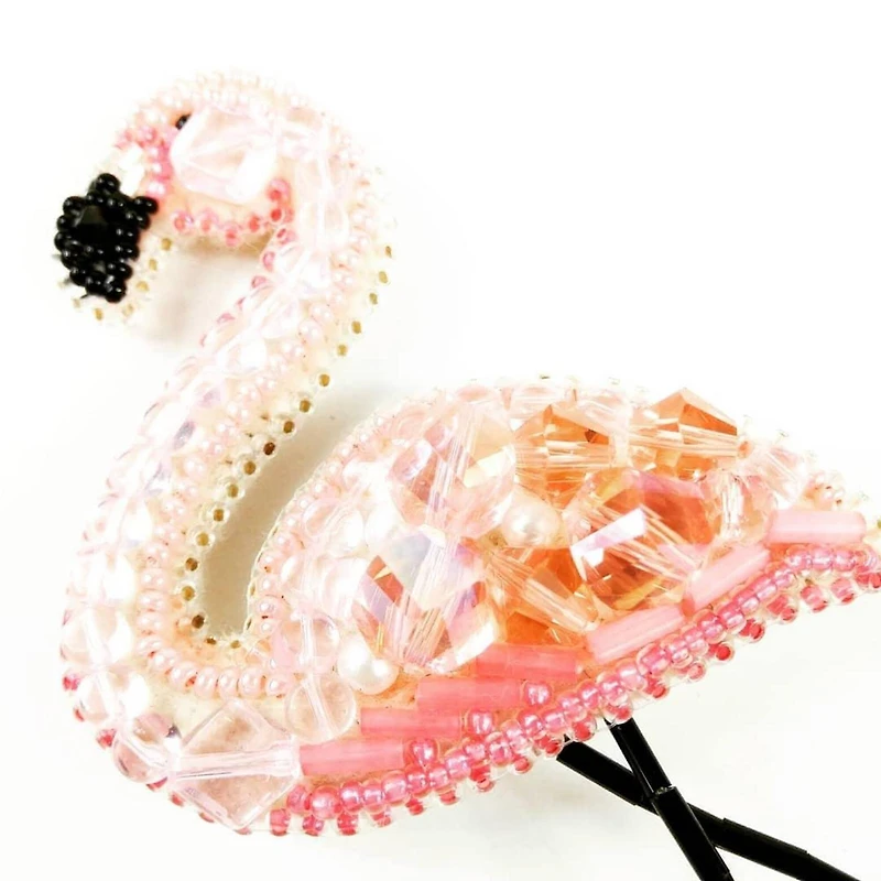 Crystal Art Beadwork Kit For Creating Brooch Flamingo