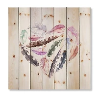 Designart - Retro Heart With Pink Bird Feathers