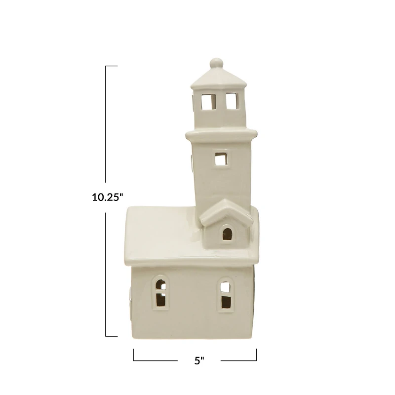 Hello Honey® 10.5" White Stoneware Lighthouse with LED Light