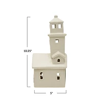 Hello Honey® 10.5" White Stoneware Lighthouse with LED Light