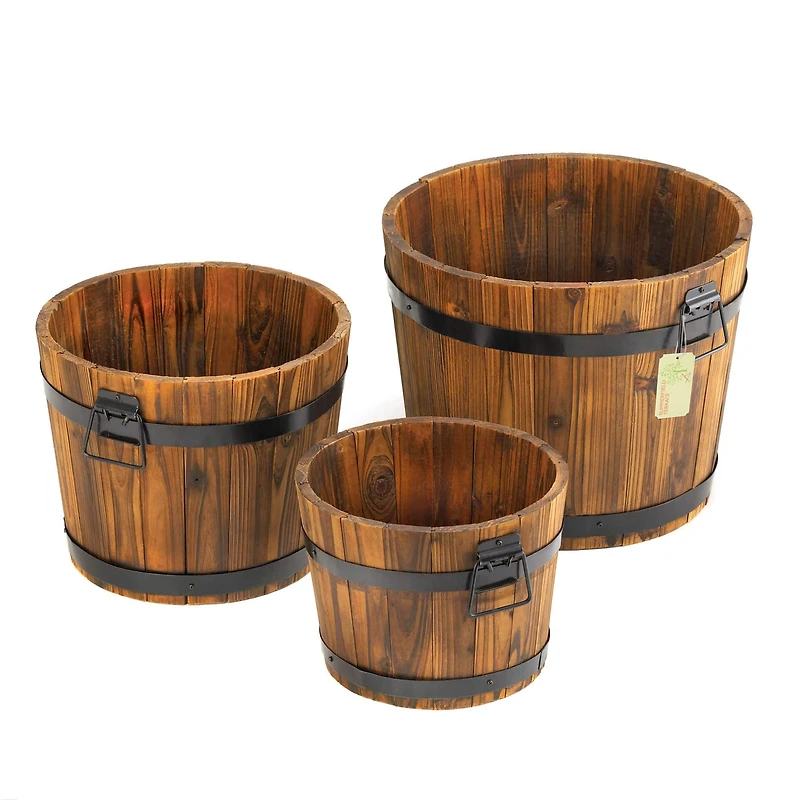 3 Apple Barrel Planters Set