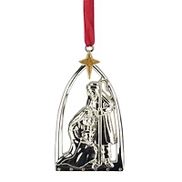3.75" Gold & Silver Nativity Scene Ornament