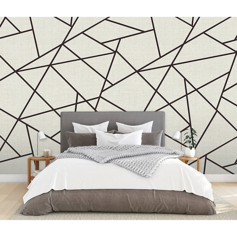 Katie Hunt Black on Dove Gray Modern Lines Wall Mural