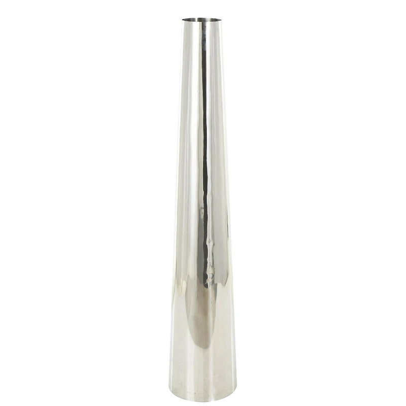 Silver Stainless Steel Metal Minimalistic Tall Floor Cone Vase