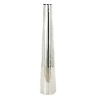 Silver Stainless Steel Metal Minimalistic Tall Floor Cone Vase