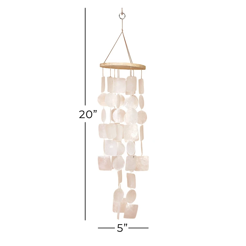White Capiz shell Coastal Windchime, 20"