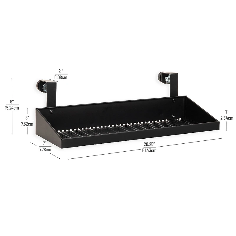 Mind Reader Hanging Cubicle Shelf, Metal Storage Organizer for Office or Home, 20.25"L x 7"W, Black