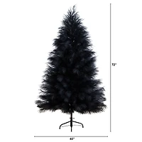 6ft. Artificial Halloween Black Pampas Grass Christmas Tree