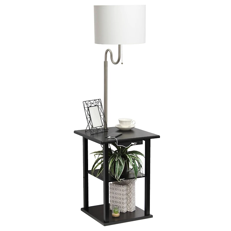 Simple Designs 57" 2 Tier Floor Lamp with USB & Outlet