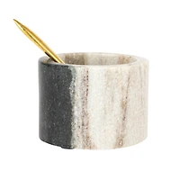 2.75" Marble Salt Cellar with Brass Spoon