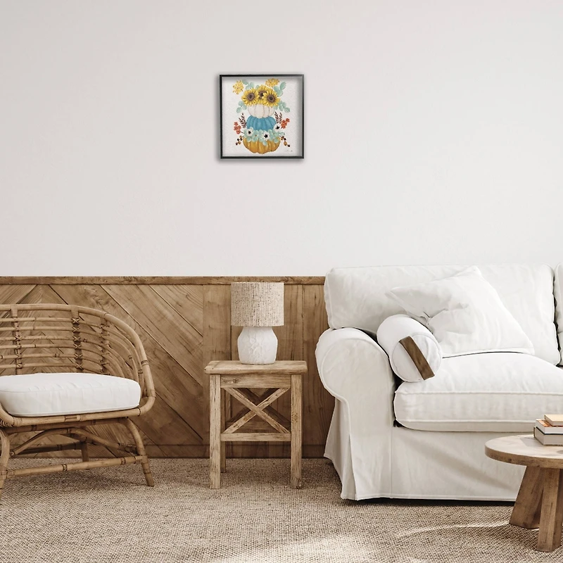 Stupell Industries Seasonal Flower & Pumpkins Framed Giclee Art