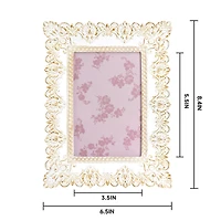 Just Jane 4" x 6" White & Gold Lace Frame by Studio Décor®