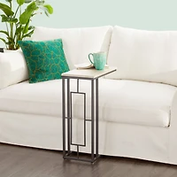 Black Iron & Wood Contemporary Accent Table