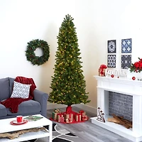 8ft. Pre-Lit Virginia Spruce Artificial Christmas Tree, Warm White LED Lights