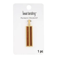 Gold & Wood Rectangle Pendant by Bead Landing™