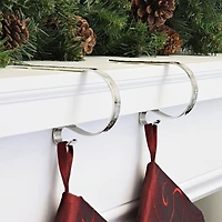 Original MantleClip® Silver with White Snowflakes Stocking Holders