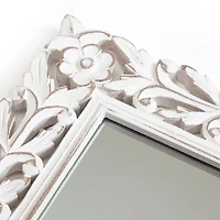 Habitat Calie 24" Distressed White Mirror with Carved Floral Frame