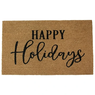 30" Happy Holidays Natural Coir Christmas Doormat