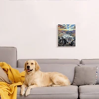 Stupell Industries Dogs Off-Roading Desert Drive Mountain Sunset Wall Plaque