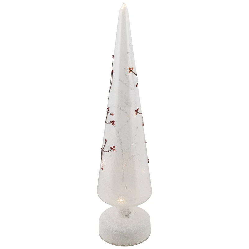 16" LED Lighted Frosted Glass Cone Christmas Tree Table Top Decoration